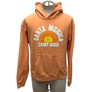 Camp High Santa‎ Monica Graphic Hoodie Sweatshirt Mens Medium Orange School